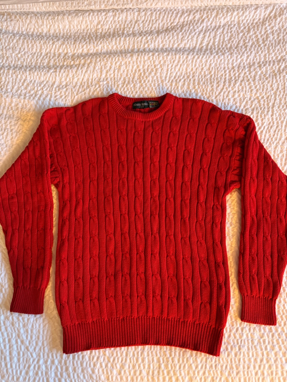 Vintage Men’s Cable-Knit Crewneck Sweater in Red by Harry Rosen